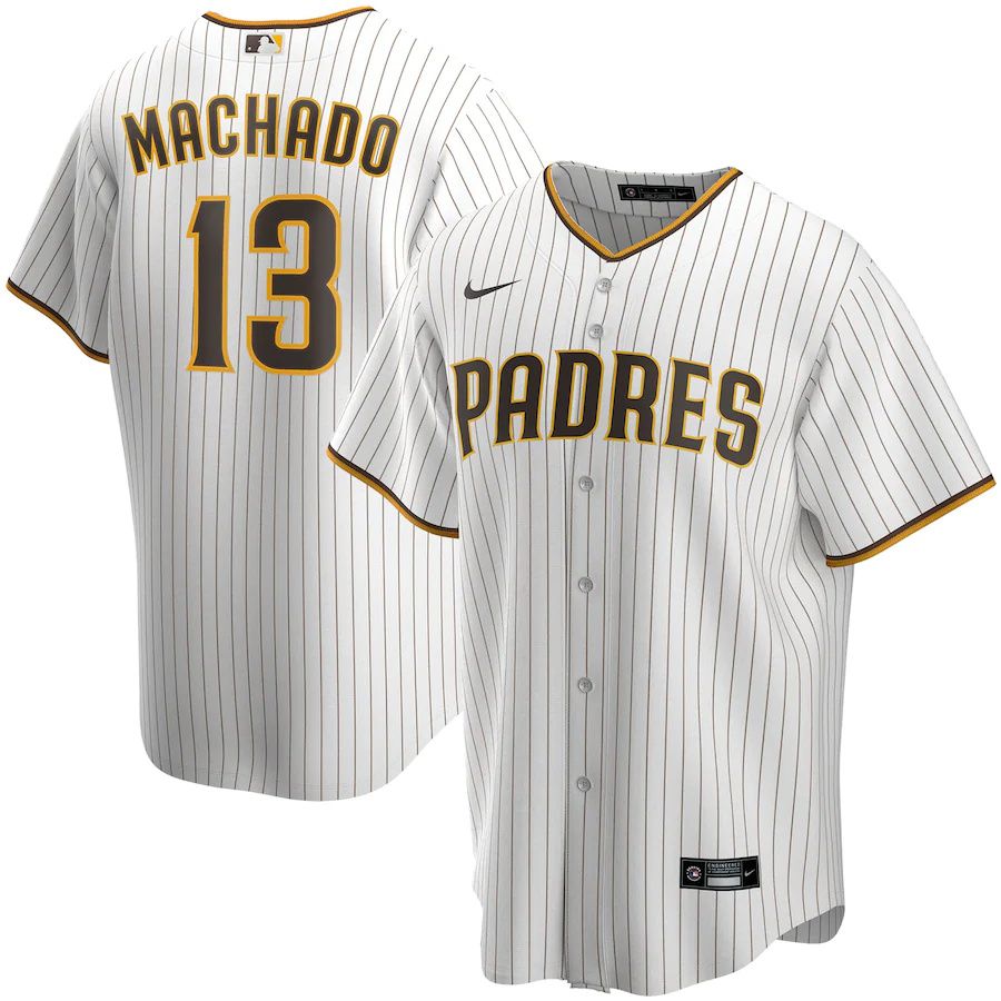 Mens San Diego Padres #13 Manny Machado Nike White Alternate Replica Player MLB Jerseys->san diego padres->MLB Jersey
